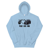 Unisex Hoodie - Peace, Love, Mud