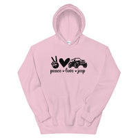 Unisex Hoodie - Peace, Love, Jeep.